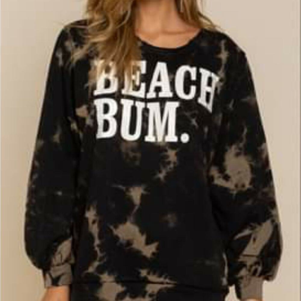 Beach Bum Black Tie-Dye Sweatshirtter